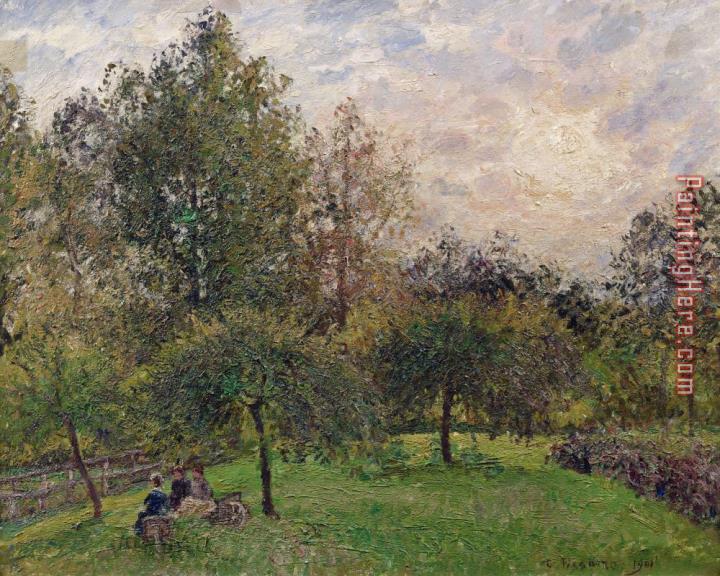 Camille Pissarro Apple Trees and Poplars in the Setting Sun